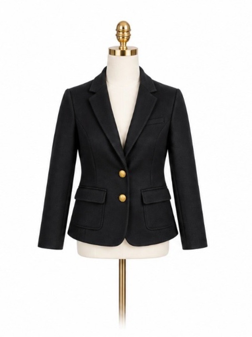 Banana Republic Hacking Jacket Navy Wool Blazer Gold Buttons Elbow Patch Sz 2